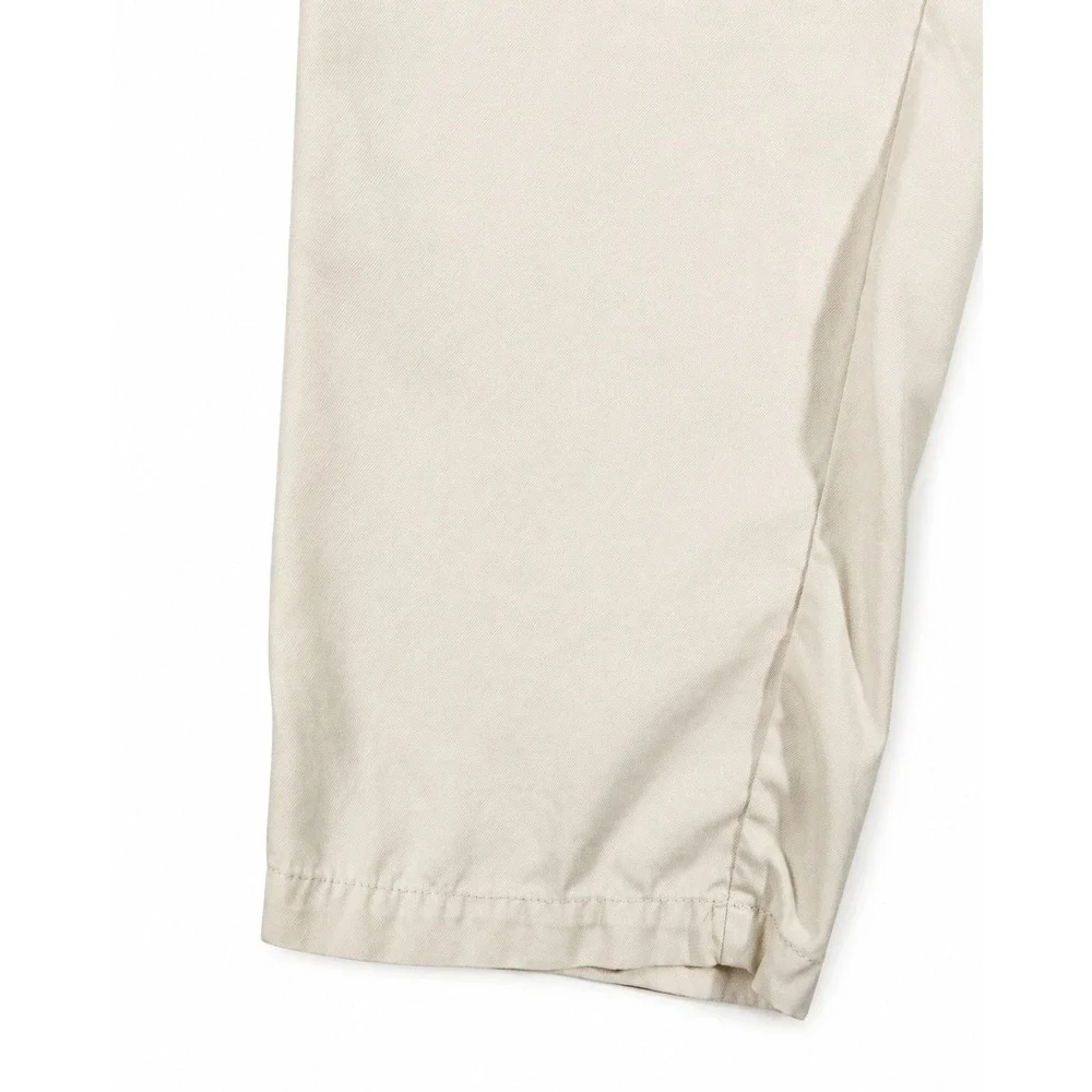 Zara Relaxed‎ Khaki Trouser Pants Womens Medium Beige Drawstring Waist Pants